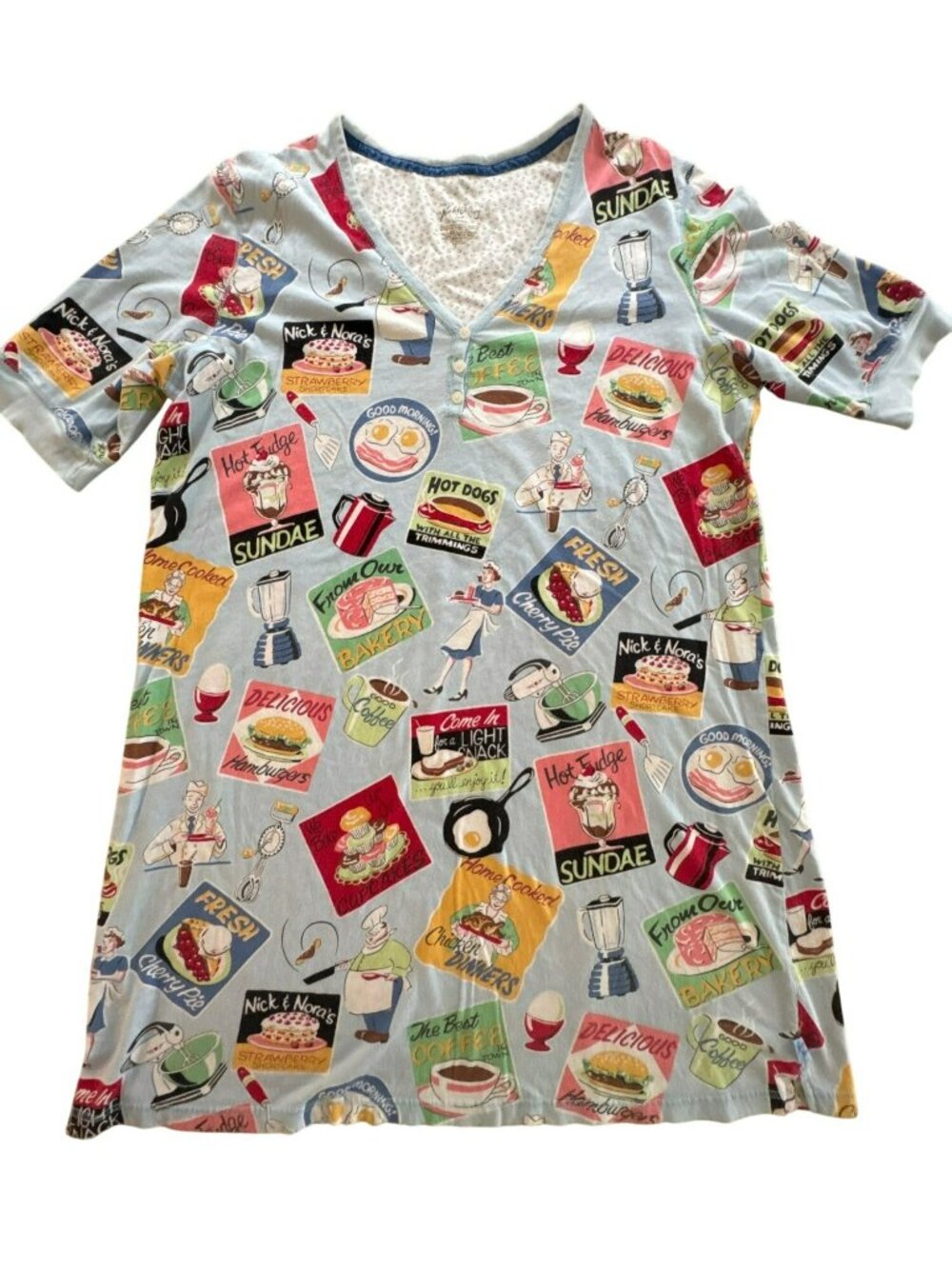Nick & Nora 50s Diner Nightshirt size XXL Retro Bakery Short Sleeve